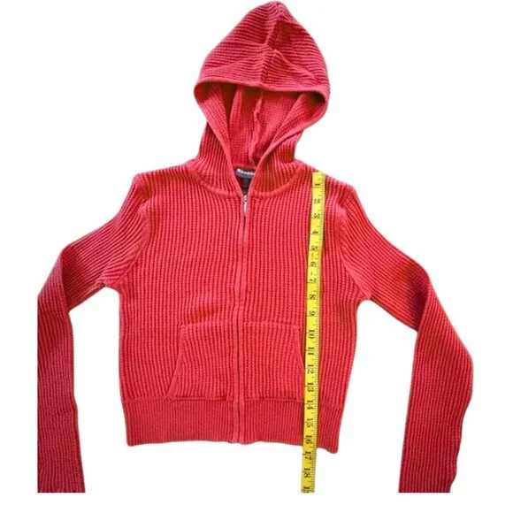 Hooked Up by IOT Vintage Y2K Red Cropped Waffle Hoodie Size Medium - Picture 8 of 8